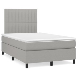 Sommier à lattes de lit et matelas gris clair 120x190 cm tissu 
