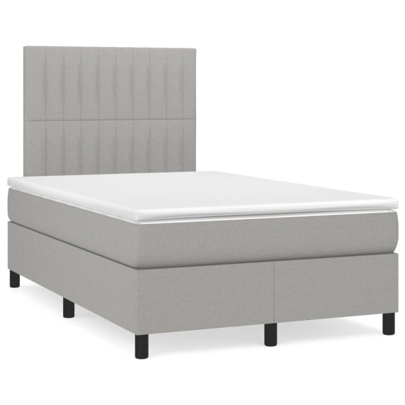 Sommier à lattes de lit et matelas gris clair 120x190 cm tissu 