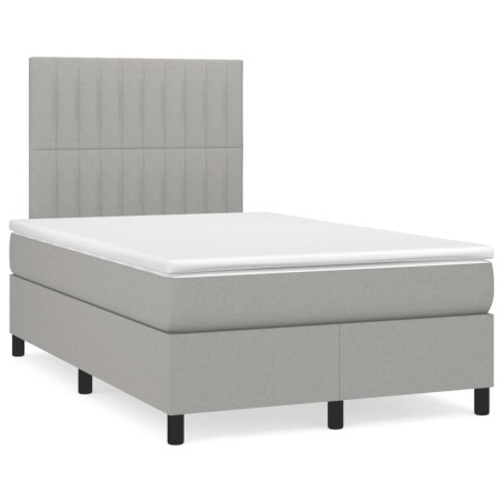 Sommier à lattes de lit et matelas gris clair 120x190 cm tissu 