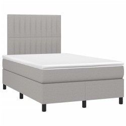Sommier à lattes de lit et matelas gris clair 120x190 cm tissu 