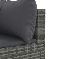Salon de jardin 6 pcs avec coussins Gris Résine tressée 