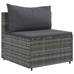Salon de jardin 6 pcs avec coussins Gris Résine tressée 