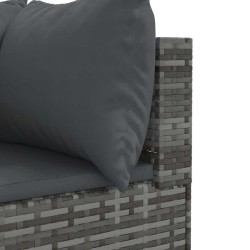 Salon de jardin 6 pcs avec coussins Gris Résine tressée 