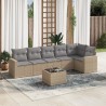 Salon de jardin avec coussins 7 pcs beige résine tressée 