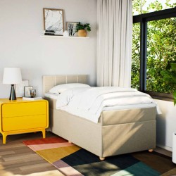 Sommier à lattes de lit avec matelas Crème 100x200 cm Tissu 