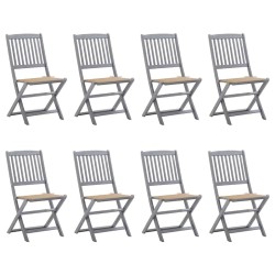 Chaises pliables d'extérieur lot de 8 et coussins Bois d'acacia 