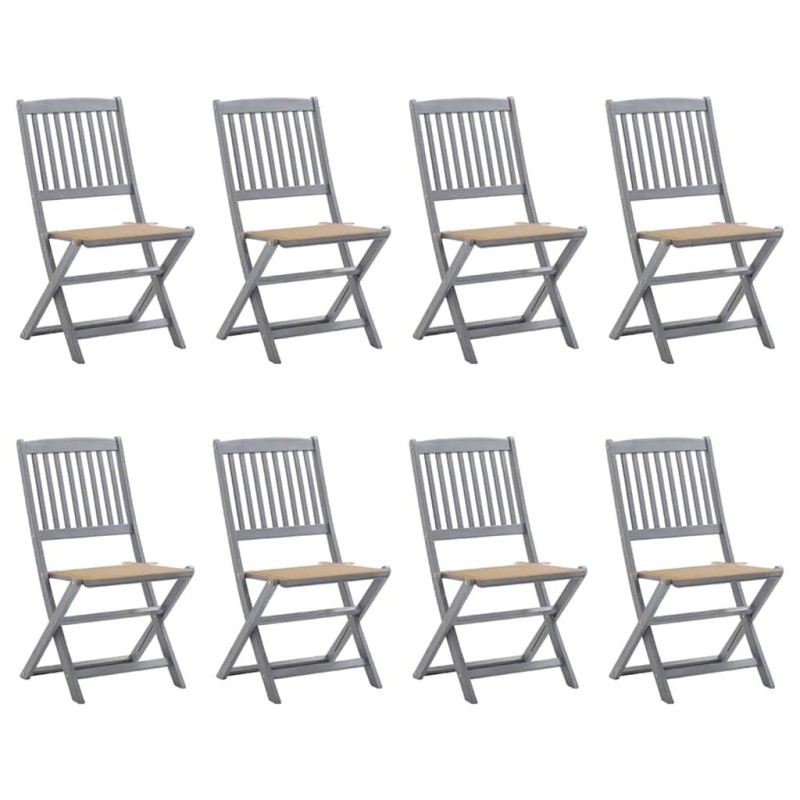 Chaises pliables d'extérieur lot de 8 et coussins Bois d'acacia 