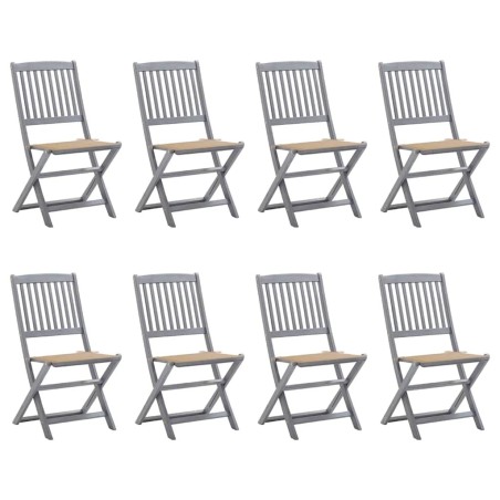 Chaises pliables d'extérieur lot de 8 et coussins Bois d'acacia 
