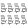 Chaises pliables d'extérieur lot de 8 et coussins Bois d'acacia 