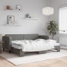 Lit de jour avec gigogne et matelas gris foncé 80x200 cm tissu 