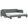 Lit de jour avec gigogne et matelas gris foncé 80x200 cm tissu 