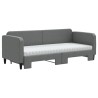 Lit de jour avec gigogne et matelas gris foncé 80x200 cm tissu 