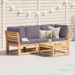 Salon de jardin 3 pcs avec coussins bois massif d'acacia 