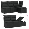 Salon de jardin 6 pcs avec coussins noir résine tressée 