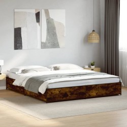 Cadre de lit sans matelas chêne fumé 200x200 cm 