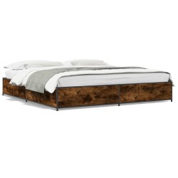 Cadre de lit sans matelas chêne fumé 200x200 cm 