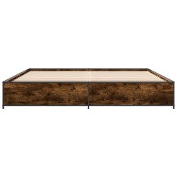 Cadre de lit sans matelas chêne fumé 200x200 cm 