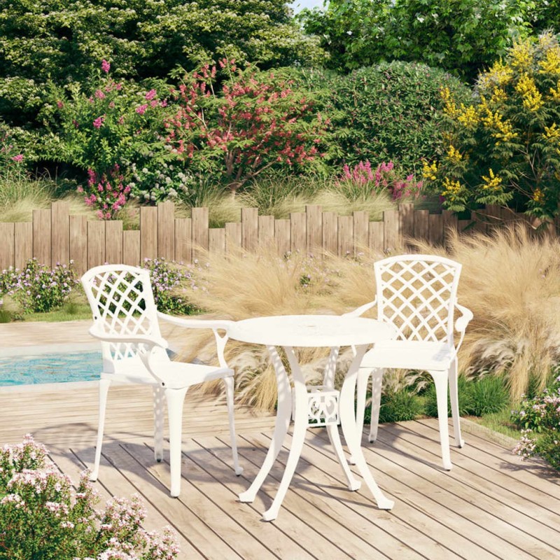 Ensemble de bistro 3 pcs Aluminium coulé Blanc Ensemble de bistro 3 pcs Aluminium coulé Blanc