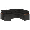 Salon de jardin 7 pcs avec coussins noir résine tressée 