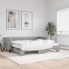 Lit de jour avec gigogne et matelas gris clair 90x200 cm tissu 