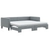 Lit de jour avec gigogne et matelas gris clair 90x200 cm tissu 