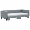 Lit de jour avec gigogne et matelas gris clair 90x200 cm tissu 