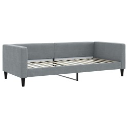Lit de jour avec gigogne et matelas gris clair 90x200 cm tissu 