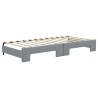 Lit de jour avec gigogne et matelas gris clair 90x200 cm tissu 