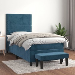 Sommier à lattes de lit avec matelas Bleu foncé 90x200 cm 