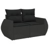 Salon de jardin 7 pcs avec coussins noir résine tressée 