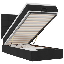 Lit ottoman avec matelas et LED noir 80x200cm tissu 