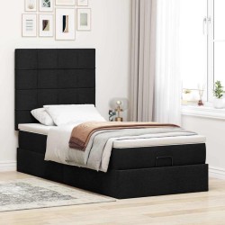 Lit ottoman avec matelas et LED noir 80x200cm tissu 