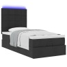 Lit ottoman avec matelas et LED noir 80x200cm tissu 