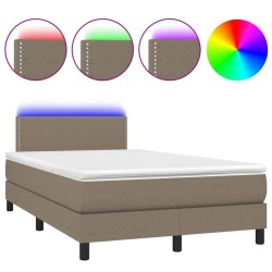 Sommier à lattes de lit matelas et LED taupe 120x190 cm tissu 