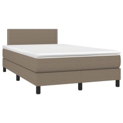 Sommier à lattes de lit matelas et LED taupe 120x190 cm tissu 