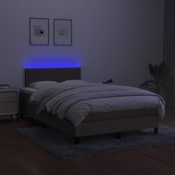 Sommier à lattes de lit matelas et LED taupe 120x190 cm tissu 