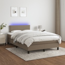Sommier à lattes de lit matelas et LED taupe 120x190 cm tissu 