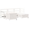 Salon de jardin 5 pcs blanc bois massif de pin 