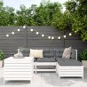 Salon de jardin 5 pcs blanc bois massif de pin 