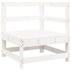 Salon de jardin 5 pcs blanc bois massif de pin 