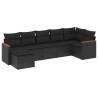 Salon de jardin 7 pcs avec coussins noir résine tressée 