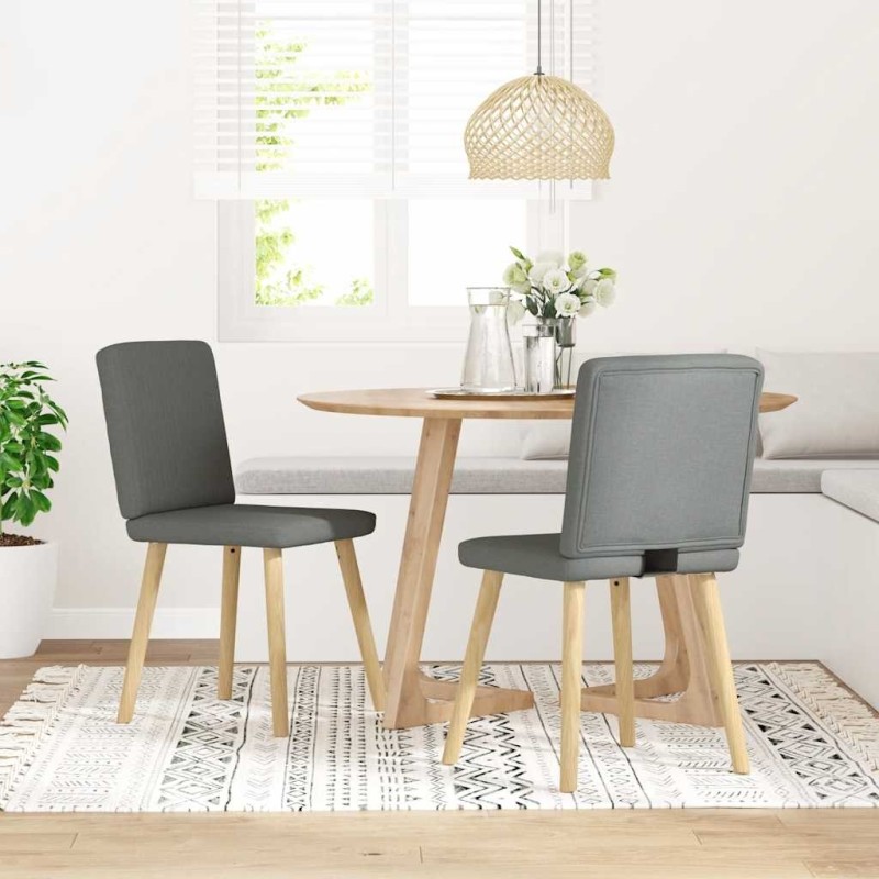 Chaises à manger lot de 2 gris foncé tissu 