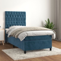 Sommier à lattes de lit avec matelas Bleu foncé 90x200 cm 