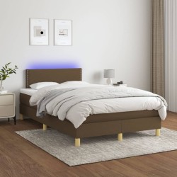 Sommier à lattes de lit matelas et LED Marron foncé 120x200 cm 