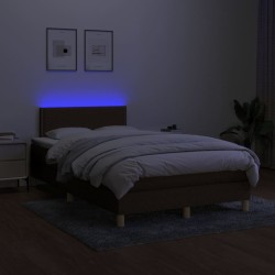 Sommier à lattes de lit matelas et LED Marron foncé 120x200 cm 