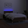 Sommier à lattes de lit matelas et LED Marron foncé 120x200 cm 