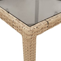 Ensemble à manger de jardin et coussins 5 pcs beige rotin verre 