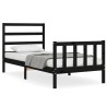 Cadre de lit sans matelas noir 90x200 cm bois de pin massif 
