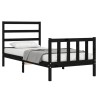 Cadre de lit sans matelas noir 90x200 cm bois de pin massif 