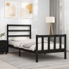 Cadre de lit sans matelas noir 90x200 cm bois de pin massif 